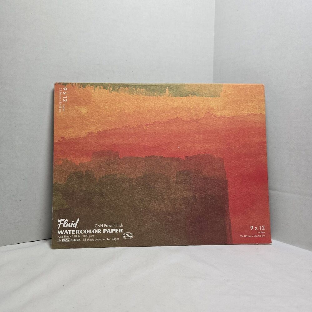 Fluid Watercolor Paper 880912 140LB Cold Press 9 x 12 Block 13 Of 15 Sheets
